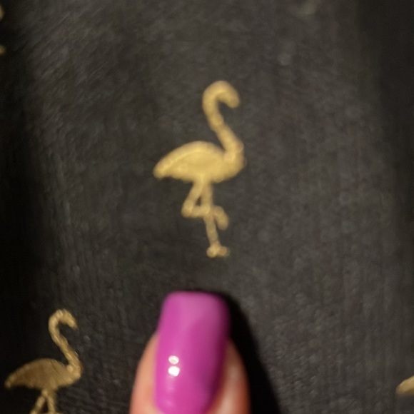 Carribean Joe Island Supply Co. Beautiful Flamingo Black Tote Bag w/ pockets. - Picture 8 of 8